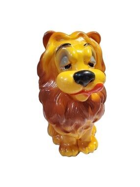 Vtg Money Lover Bank Hungry Lion 1971 N.Y. Vinyl Prod. Comp coin change piggy